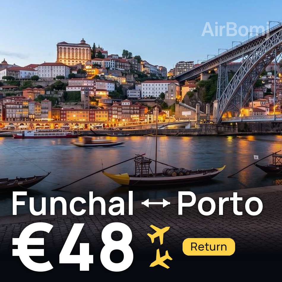 Flight ticket: Funchal to Porto, €48