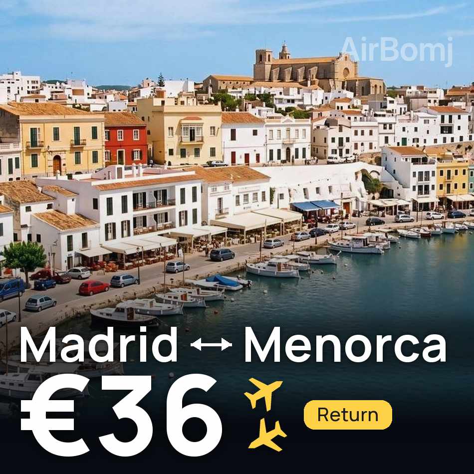 Biglietto aereo: Madrid — Mahon, €36