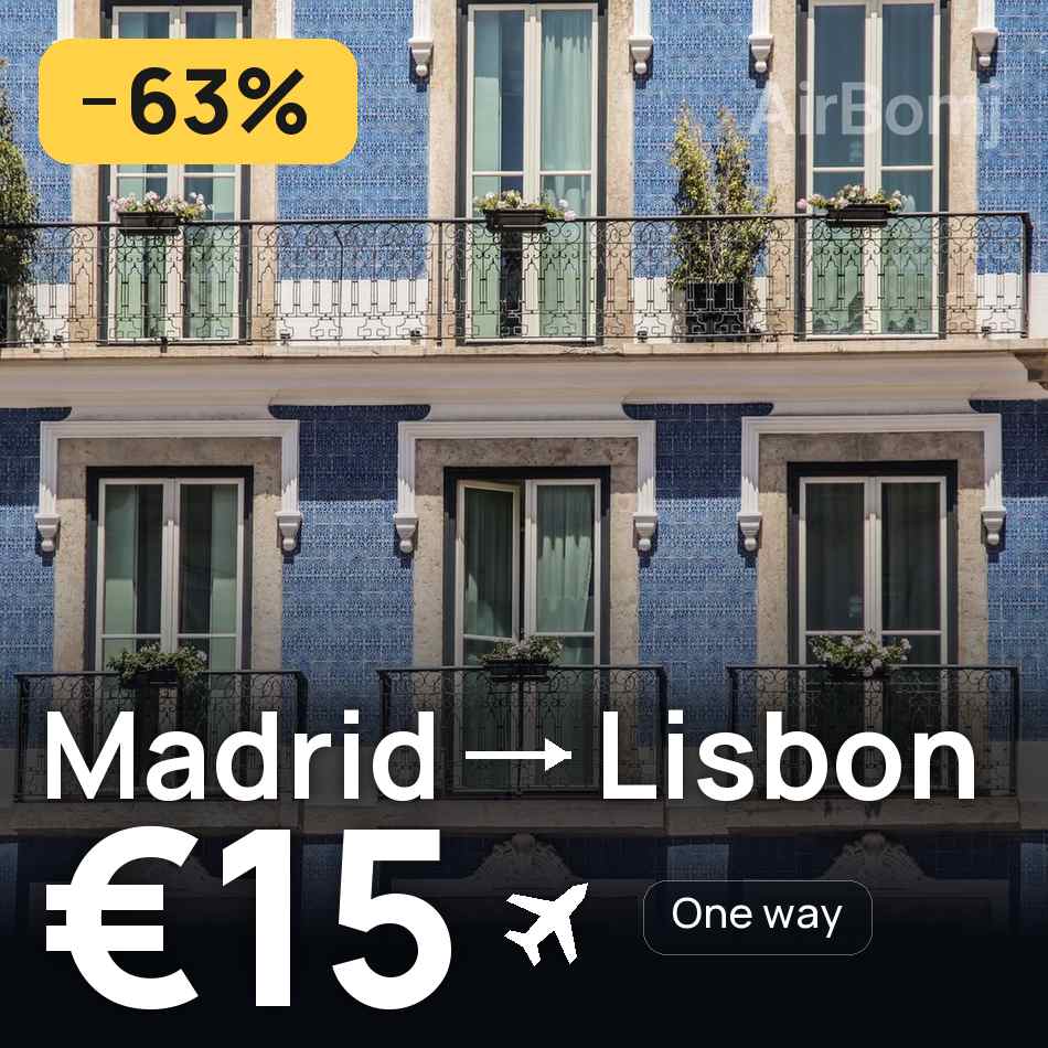 Biglietto aereo: Madrid — Lisbona, €15