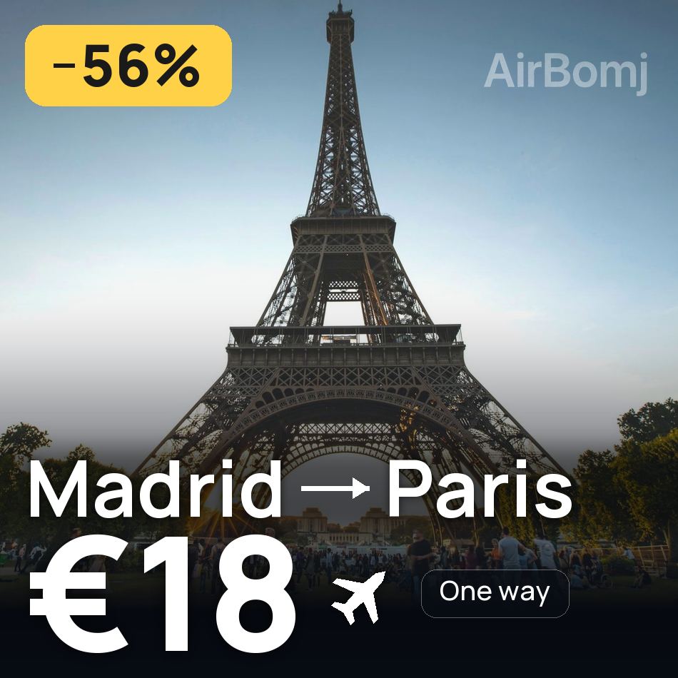 Biglietto aereo: Madrid — Parigi, €18