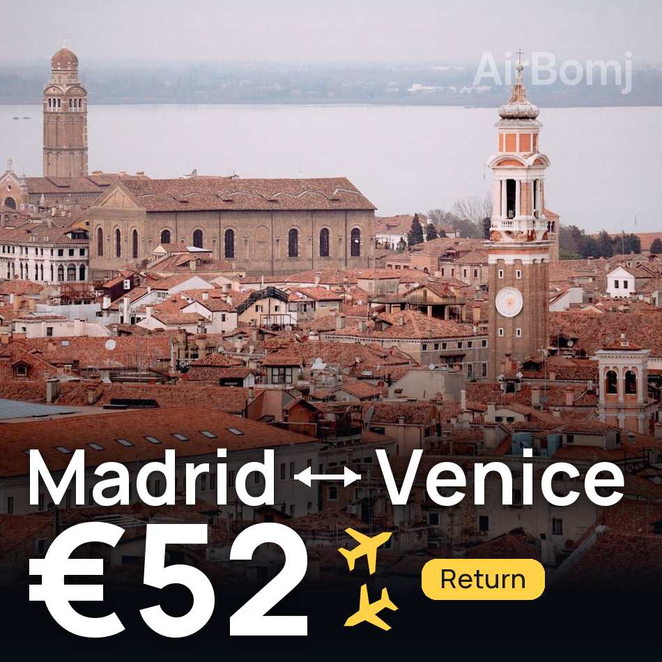Biglietto aereo: Madrid — Venezia, €52