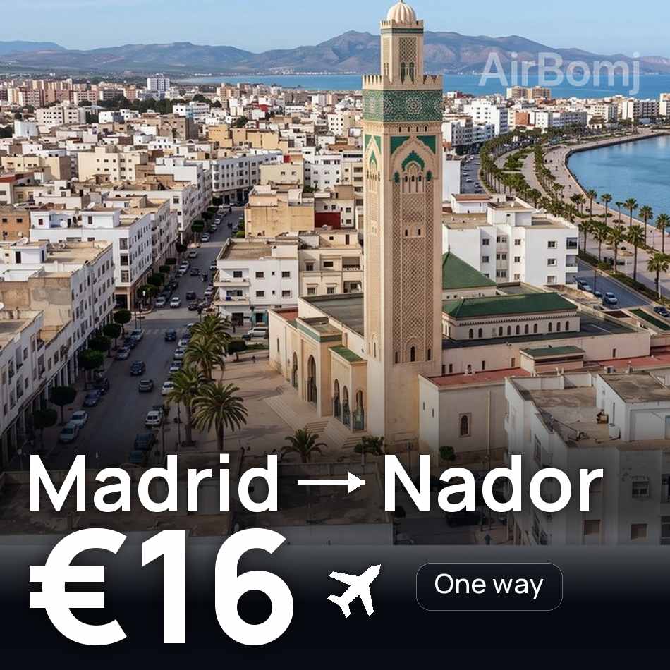 Biglietto aereo: Madrid — Nador, €16