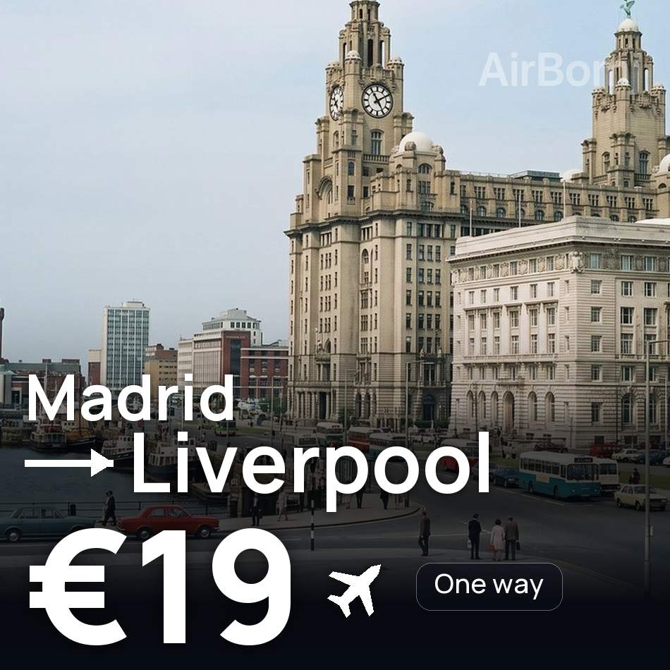 Biglietto aereo: Madrid — Liverpool, €19