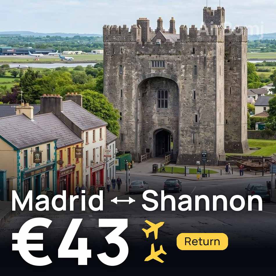 Biglietto aereo: Madrid — Limerick, €43