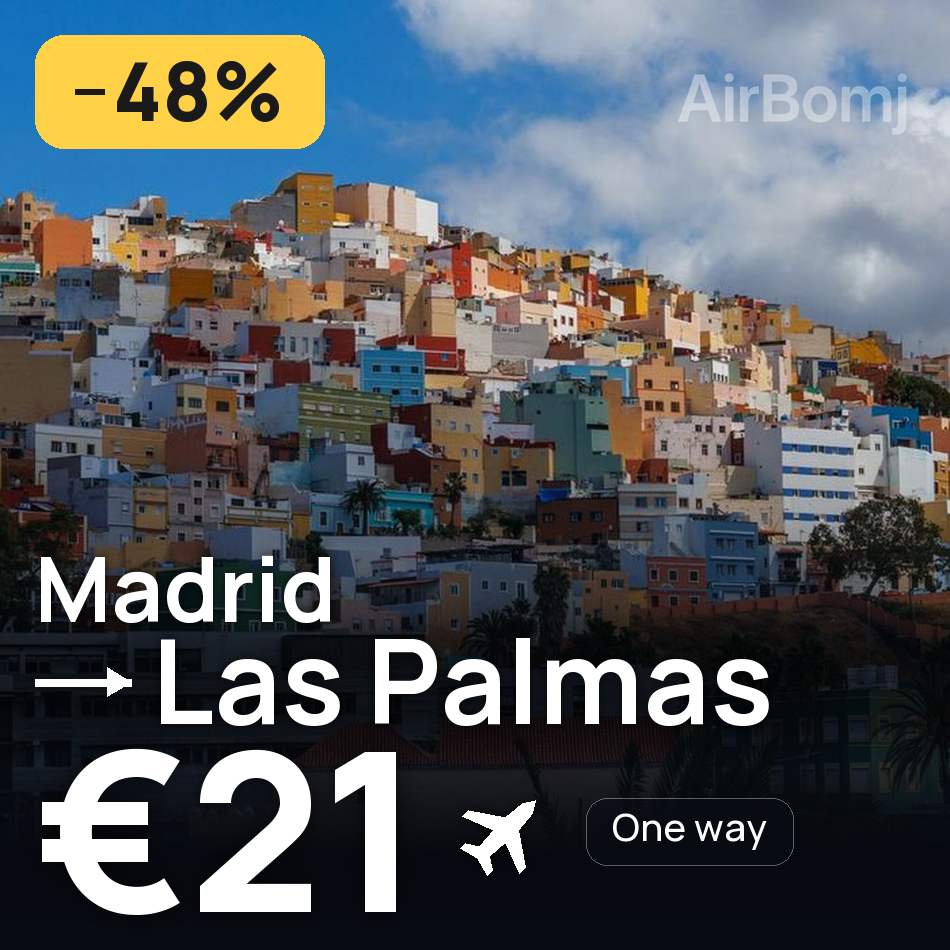 Biglietto aereo: Madrid — Palmas de Gran Canaria, €21