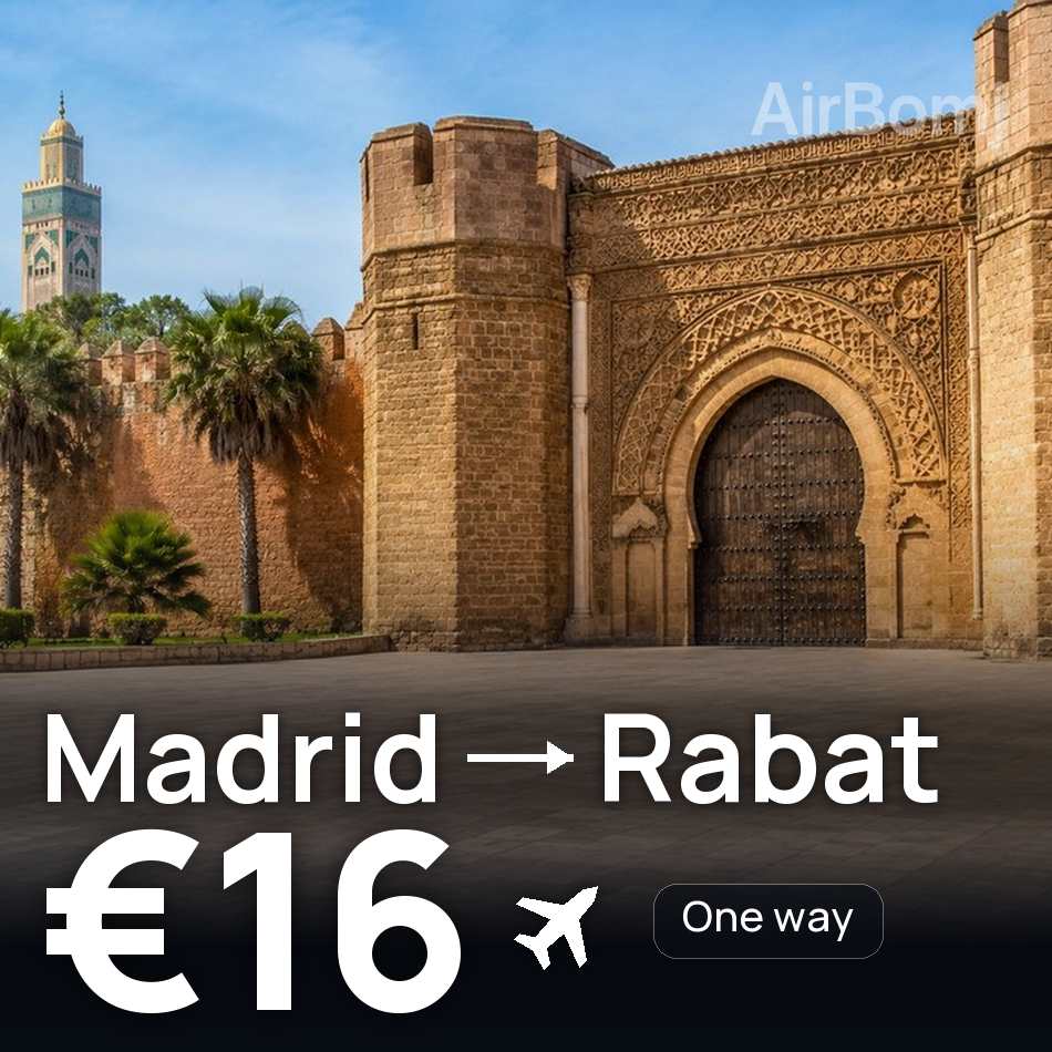Biglietto aereo: Madrid — Rabat, €16