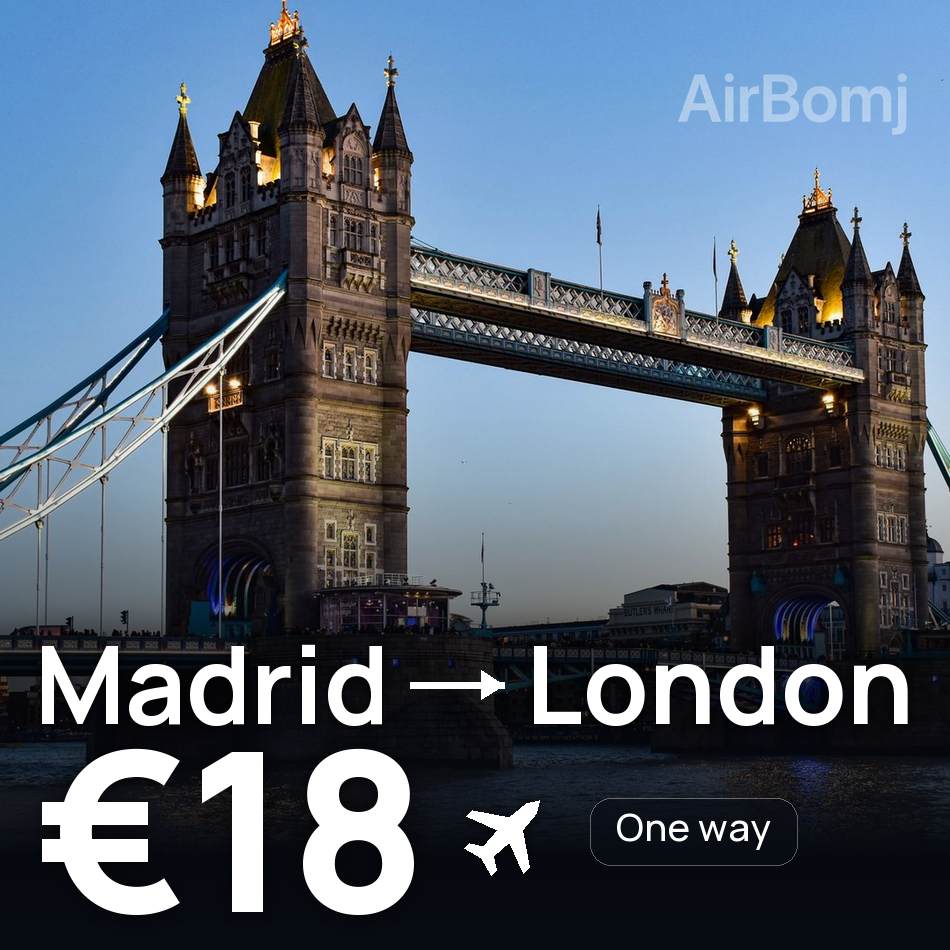 Biglietto aereo: Madrid — Londra, €18