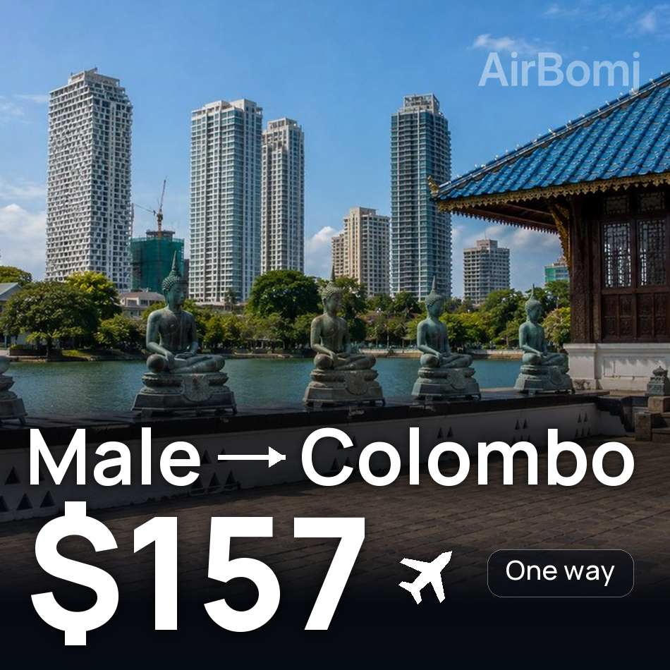 Flight ticket: Male to Colombo, $157