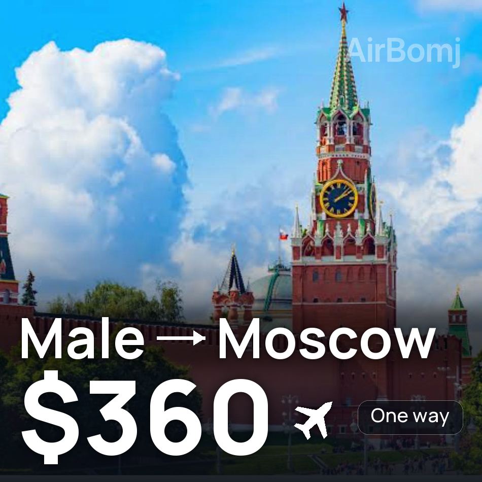 Bilet de avion: Male — Moscow, $360