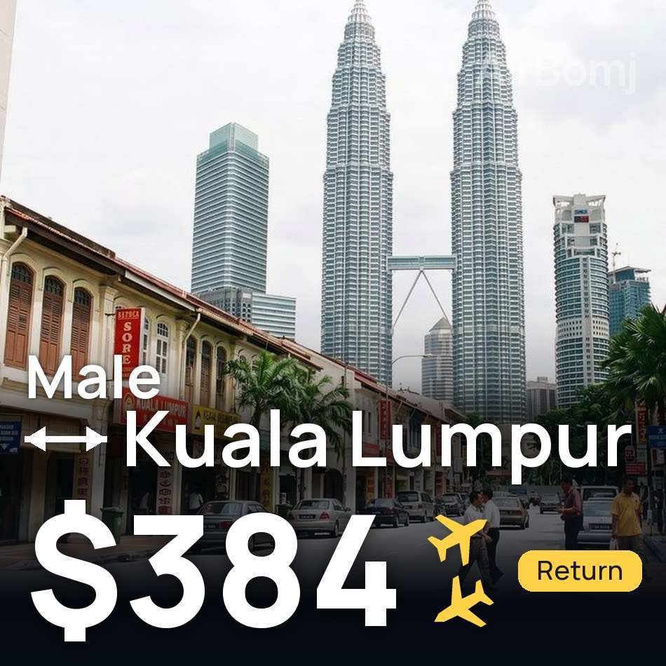 Bilet de avion: Male — Kuala Lumpur, $384