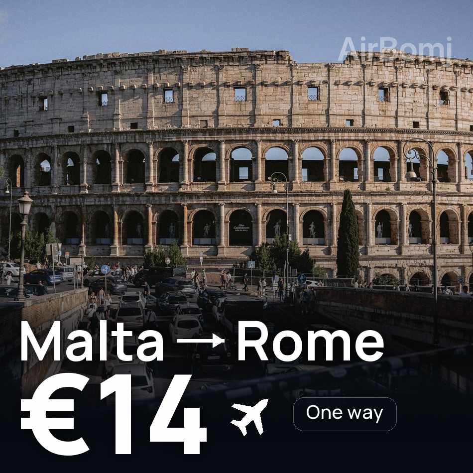 Flugticket: Valletta — Rom, €14