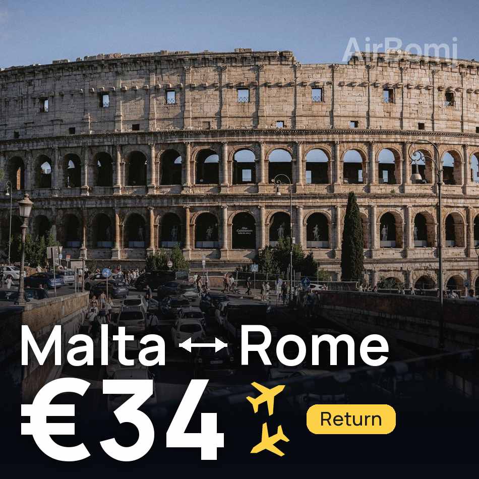 Flugticket: Valletta — Rom, €34