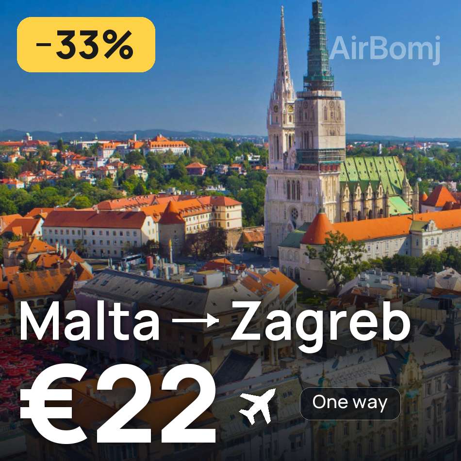 Flugticket: Valletta — Zagreb, €22