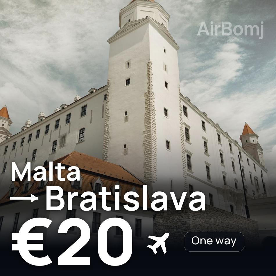 Flugticket: Valletta — Bratislava, €20