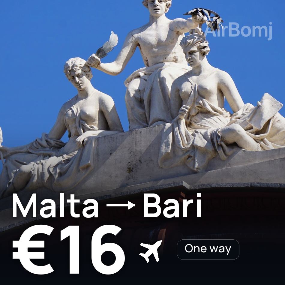 Flugticket: Valletta — Bari, €16
