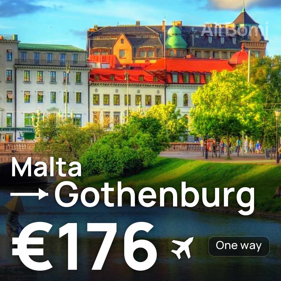 Flugticket: Valletta — Goeteborg, €176