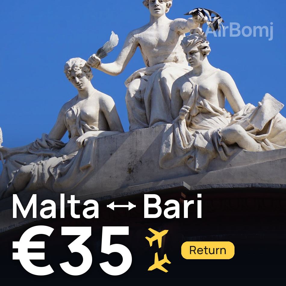 Flugticket: Valletta — Bari, €35