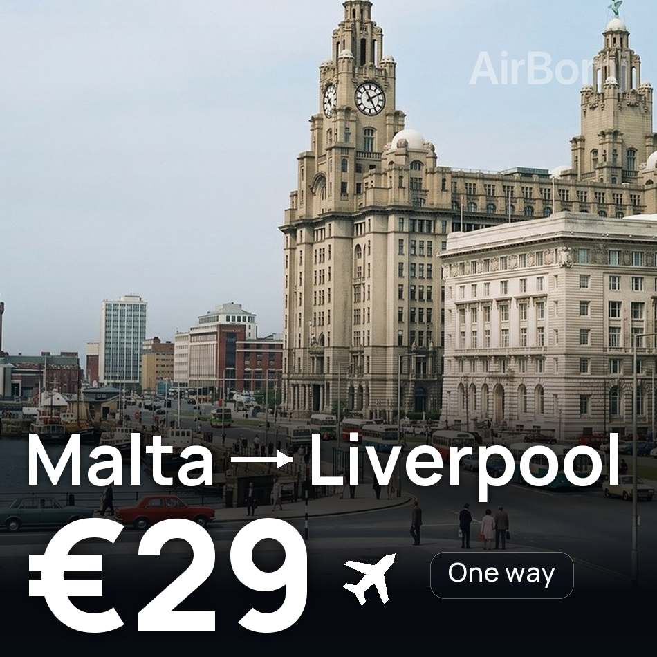 Flugticket: Valletta — Liverpool, €29