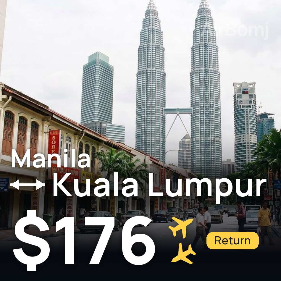 Passagem aérea: Manila — Kuala Lumpur, $176