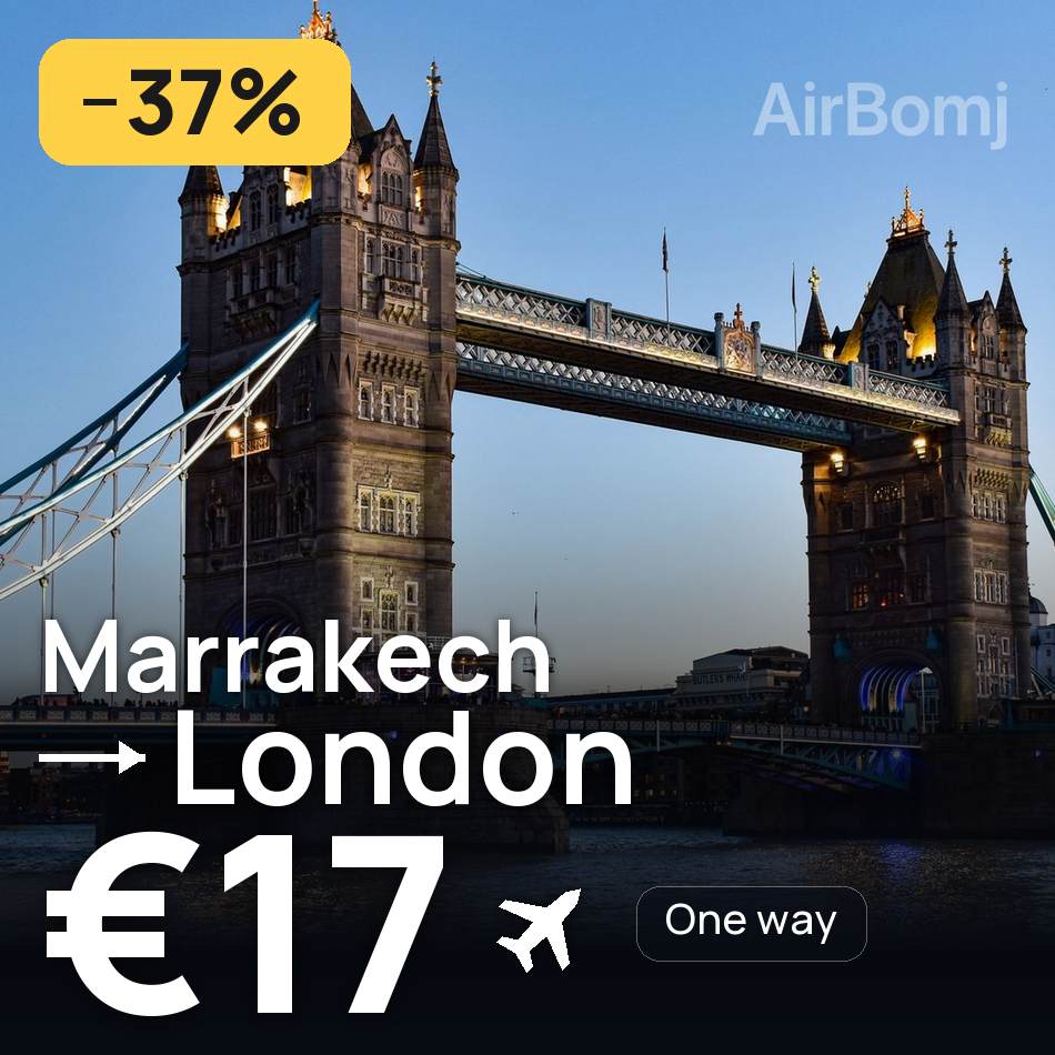 تذكرة طيران: مراكش — لندن، €17