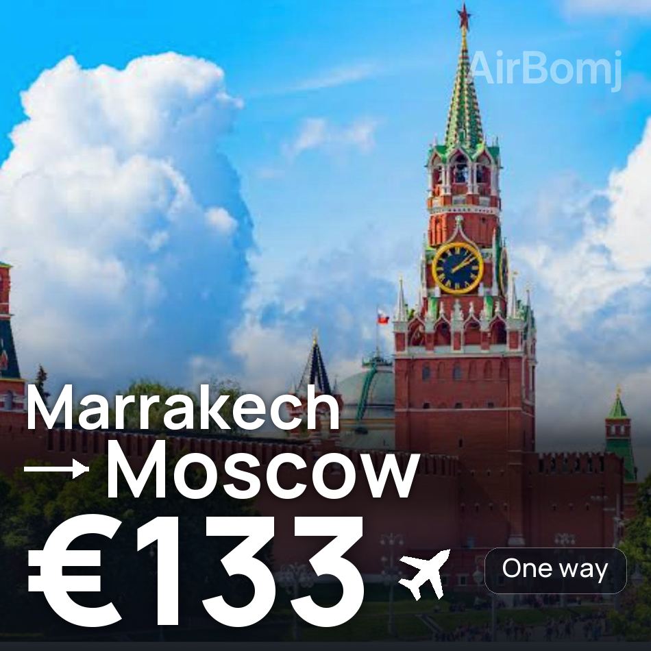 تذكرة طيران: مراكش — موسكو، €133