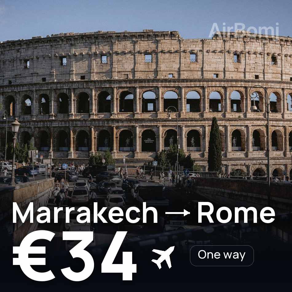 تذكرة طيران: مراكش — روما، €34