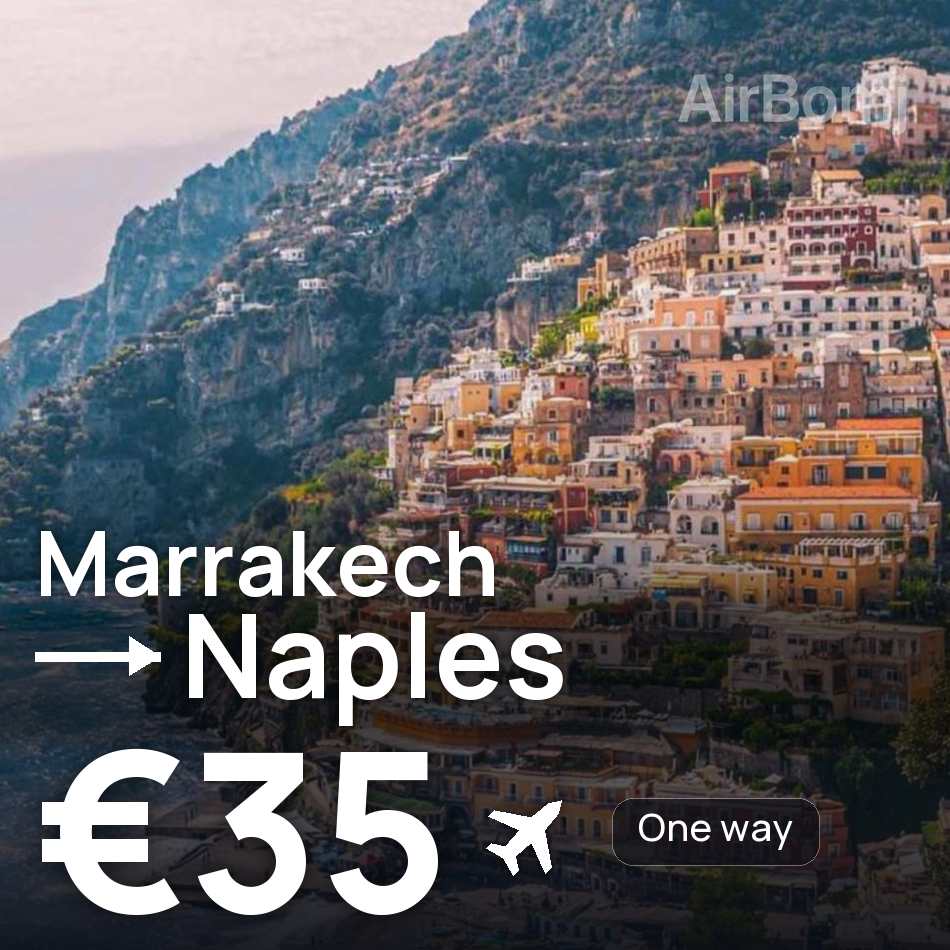 تذكرة طيران: مراكش — نابولي، €35