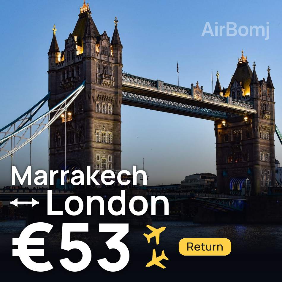 تذكرة طيران: مراكش — لندن، €53