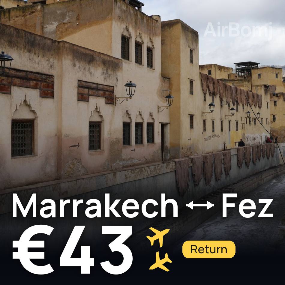 تذكرة طيران: مراكش — فاس، €43