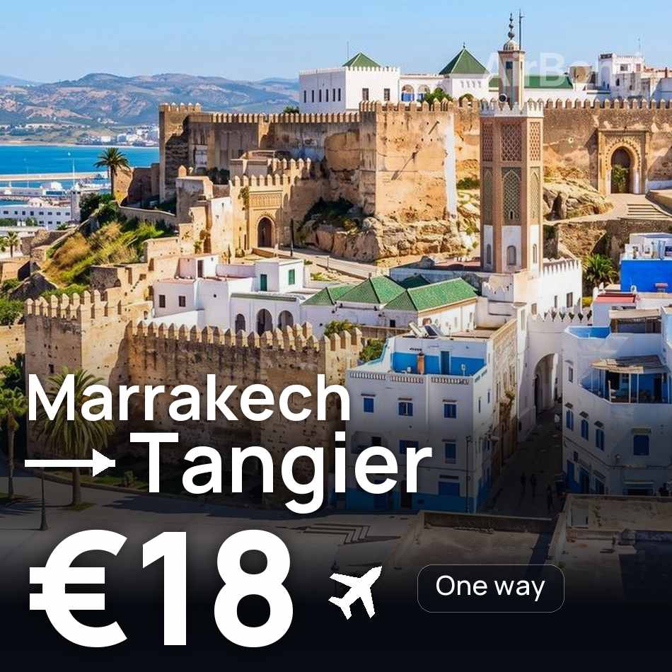 تذكرة طيران: مراكش — طنجة، €18