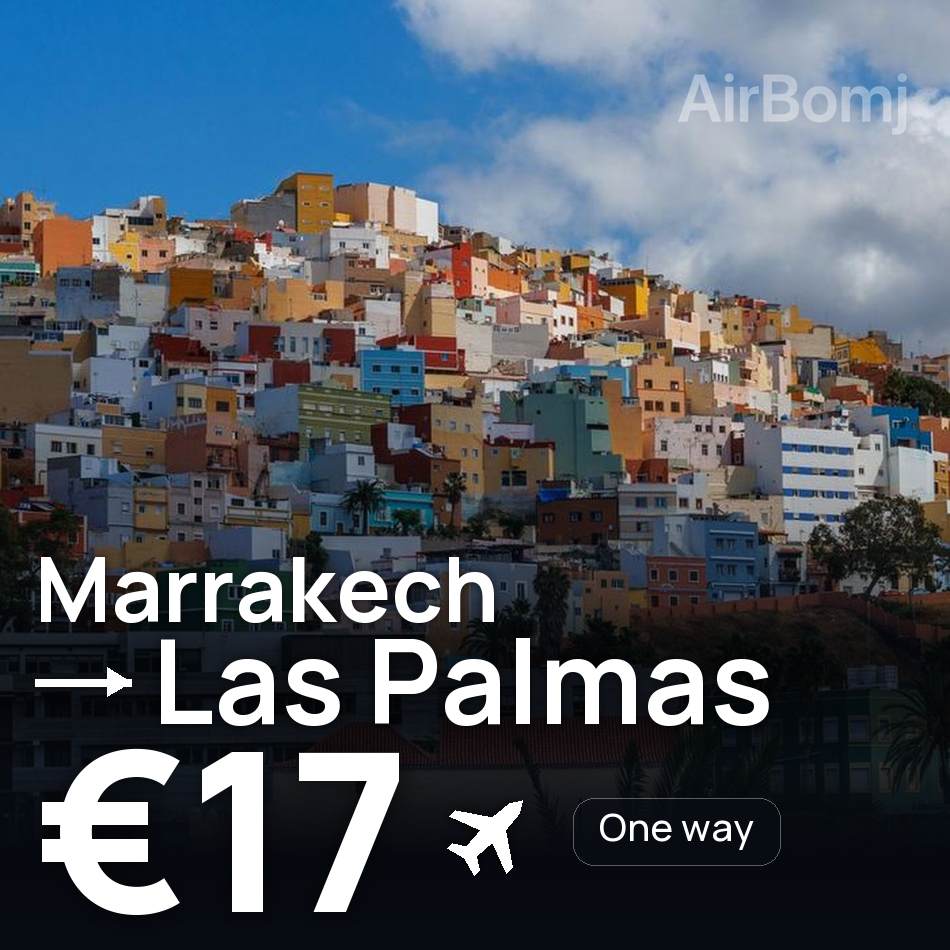 تذكرة طيران: مراكش — لاس بالماس، €17