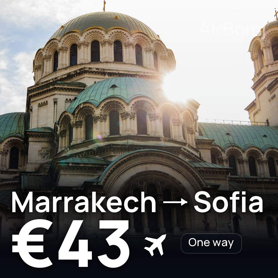 تذكرة طيران: مراكش — صوفيا، €43
