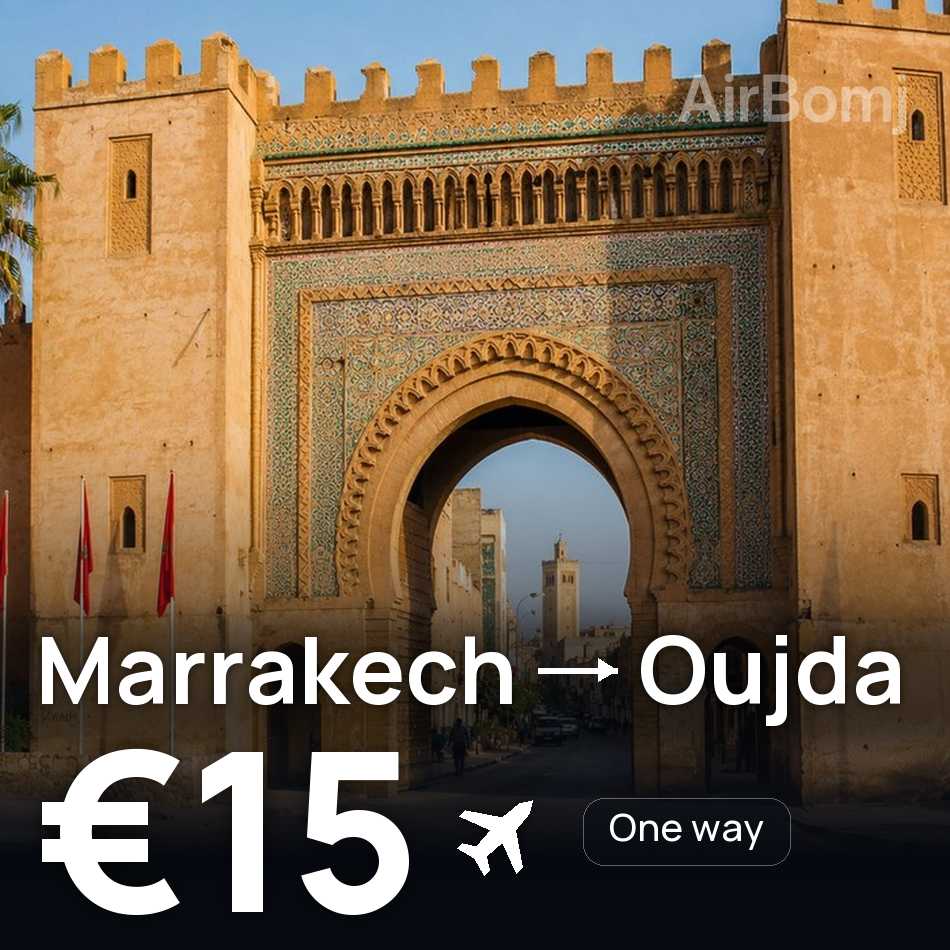 تذكرة طيران: مراكش — وجدة، €15
