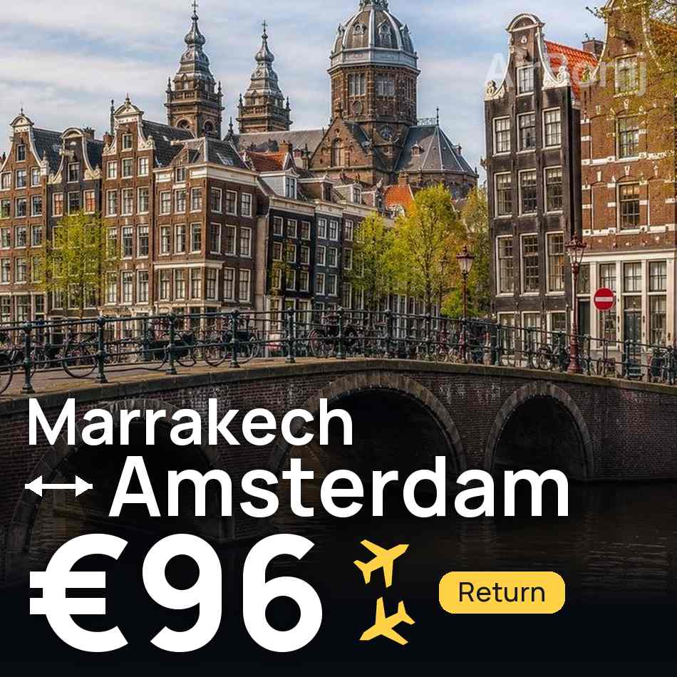 تذكرة طيران: مراكش — أمستردام، €96