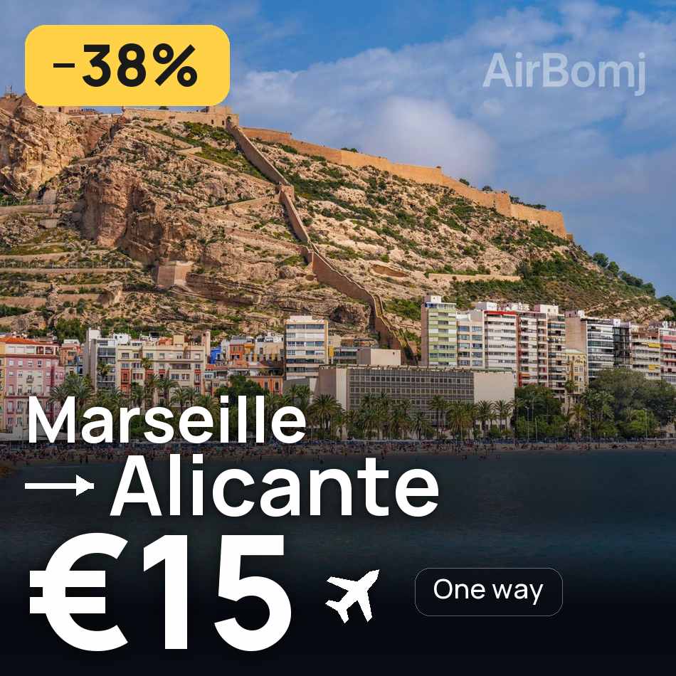 Bilet de avion: Marseille — Alicante, €15