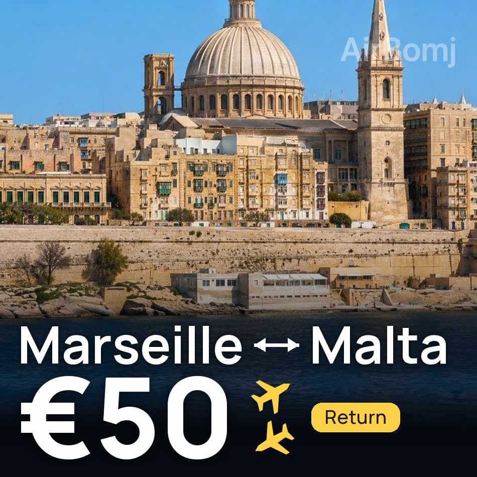 Flight ticket: Marseille to Malta, €50