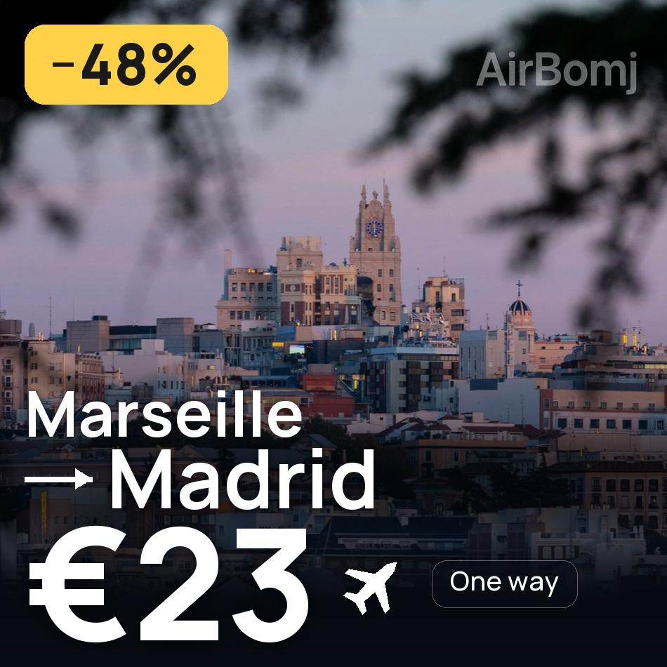 Bilet de avion: Marseille — Madrid, €23