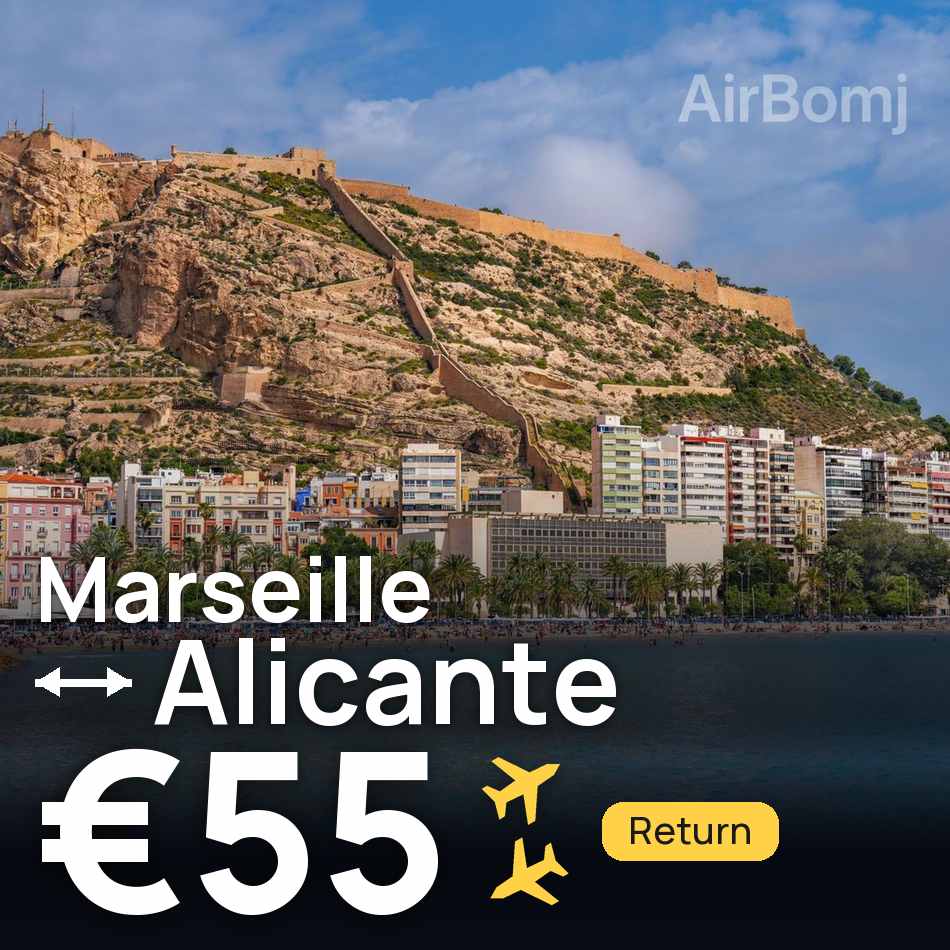 Bilet de avion: Marseille — Alicante, €55