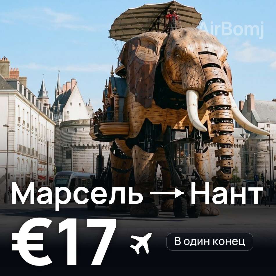 Авиабилет: Марсель — Нант, €17