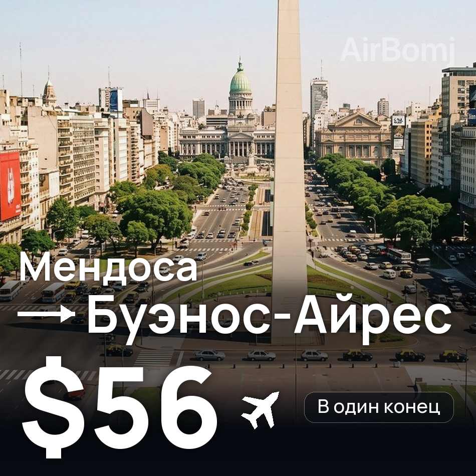 Авиабилет: Мендоса — Буэнос-Айрес, $56