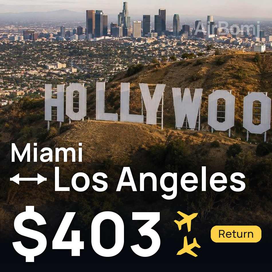 Biglietto aereo: Miami — Los Ángeles, $403