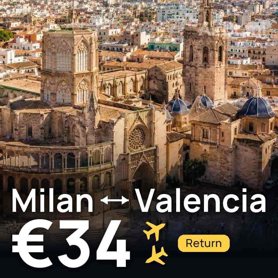 Billet d'avion : Milan — Valence, €34