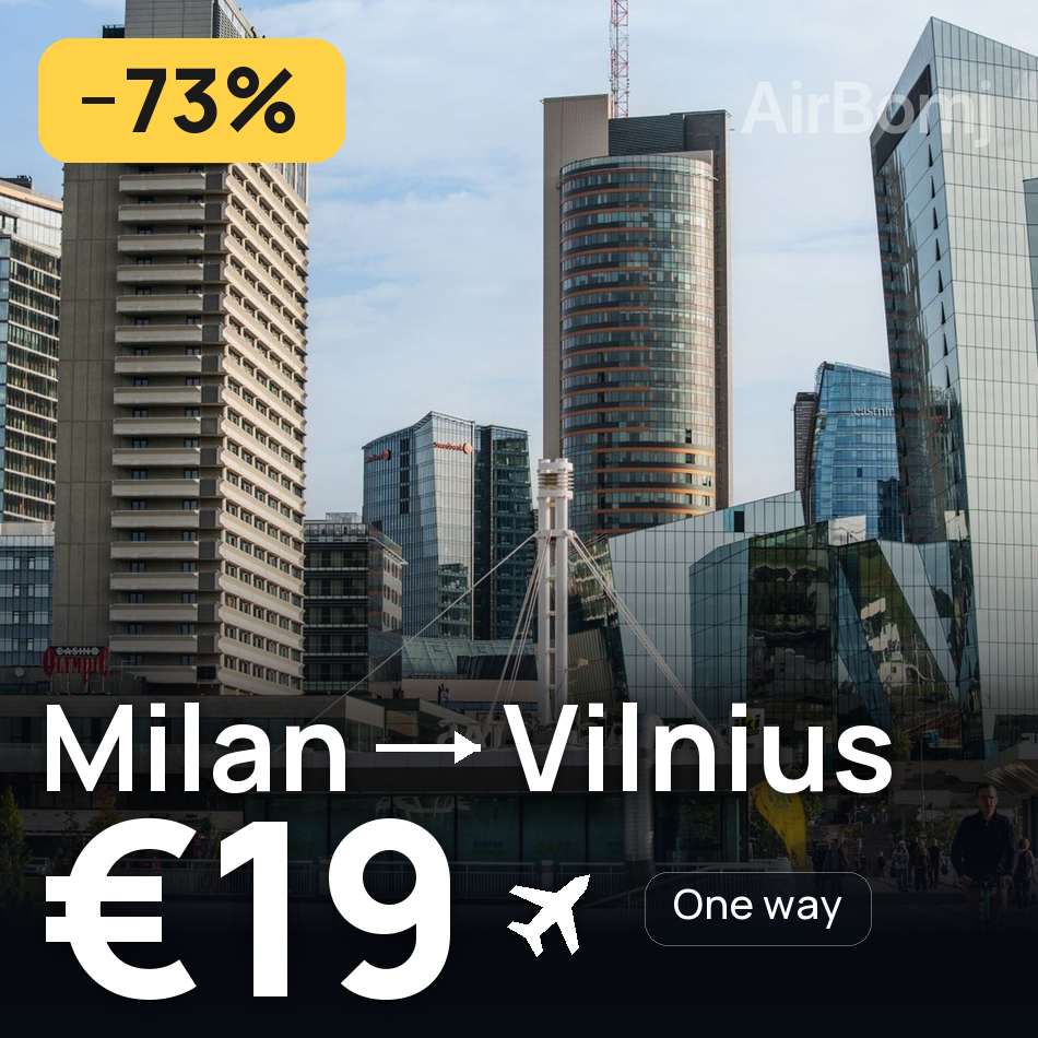 Biglietto aereo: Milano — Vilnius, €19