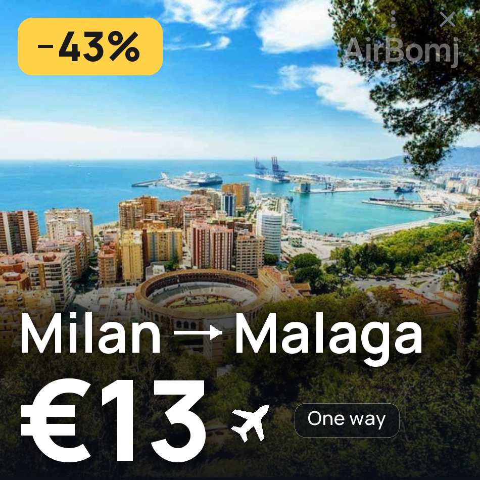 Biglietto aereo: Milano — Málaga, €13