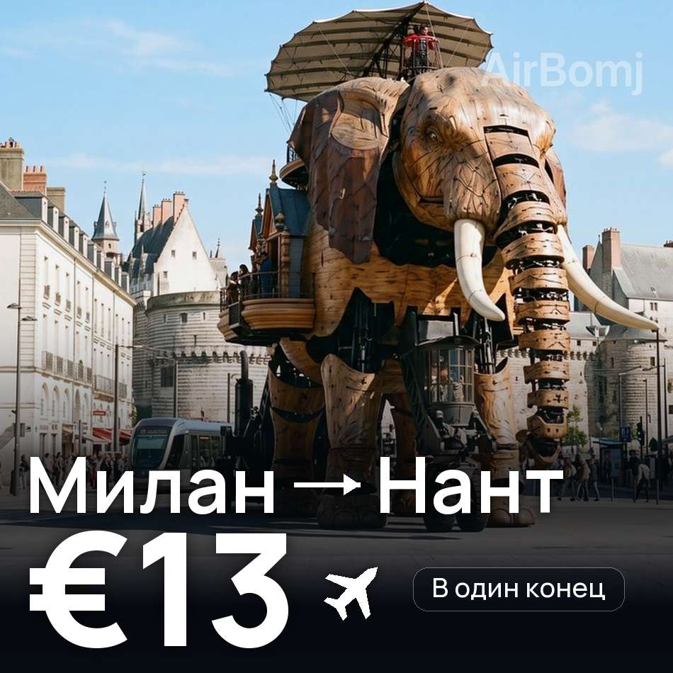 Авиабилет: Милан — Нант, €13