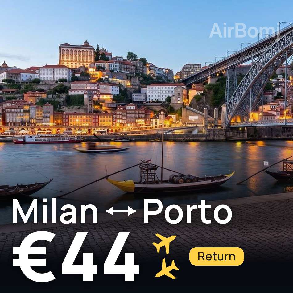 Billet d'avion : Milan — Porto, €44
