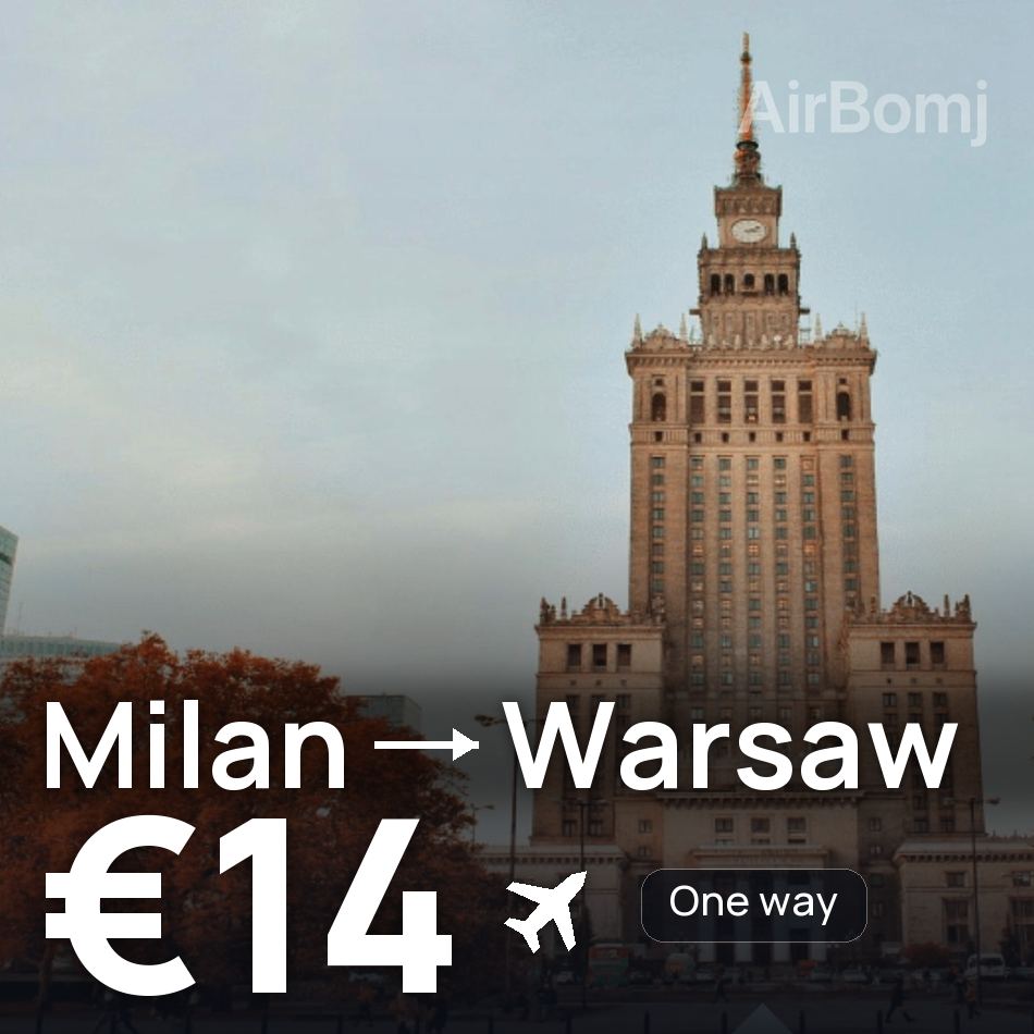 Billet d'avion : Milan — Varsovie, €14