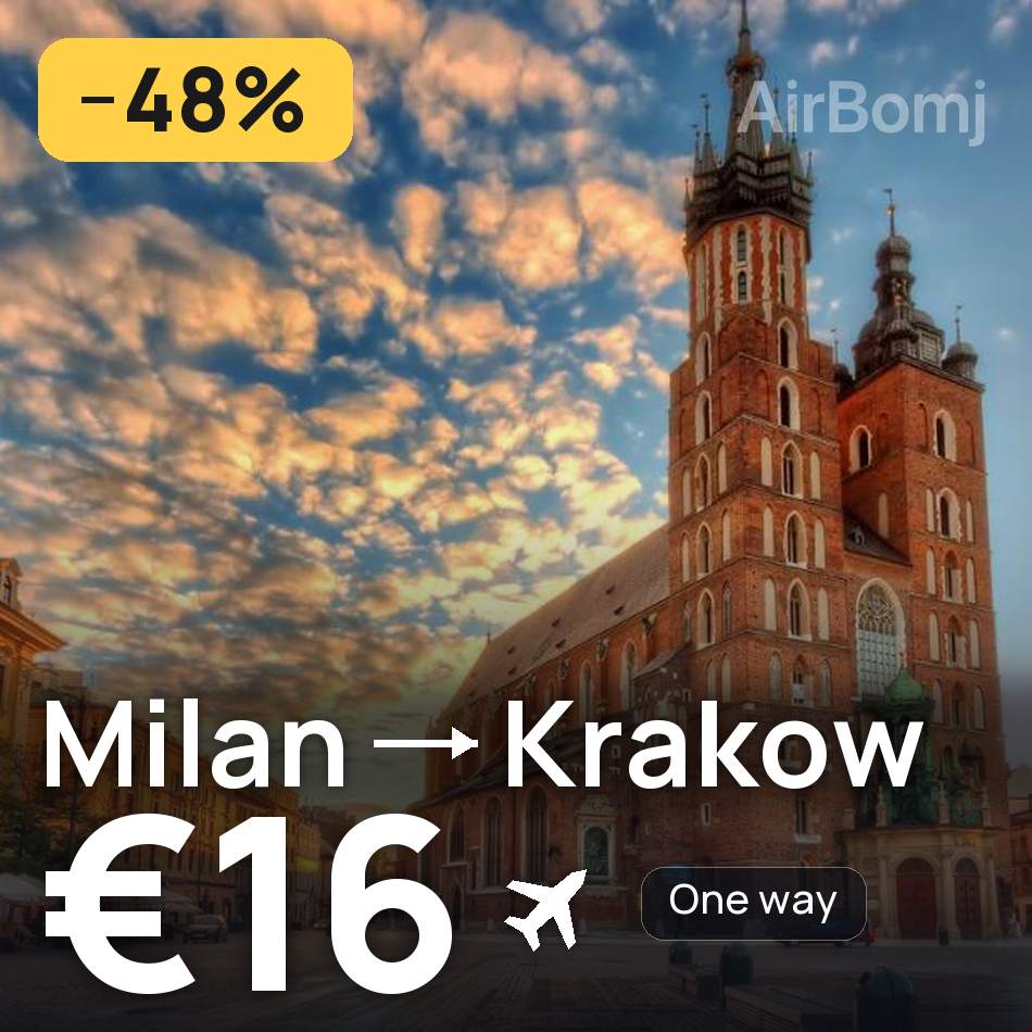 Billet d'avion : Milan — Cracovie, €16