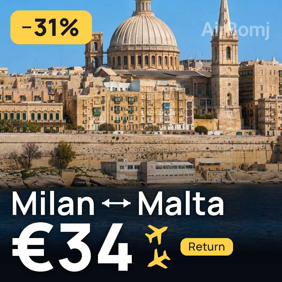 Billet d'avion : Milan — Malte, €34