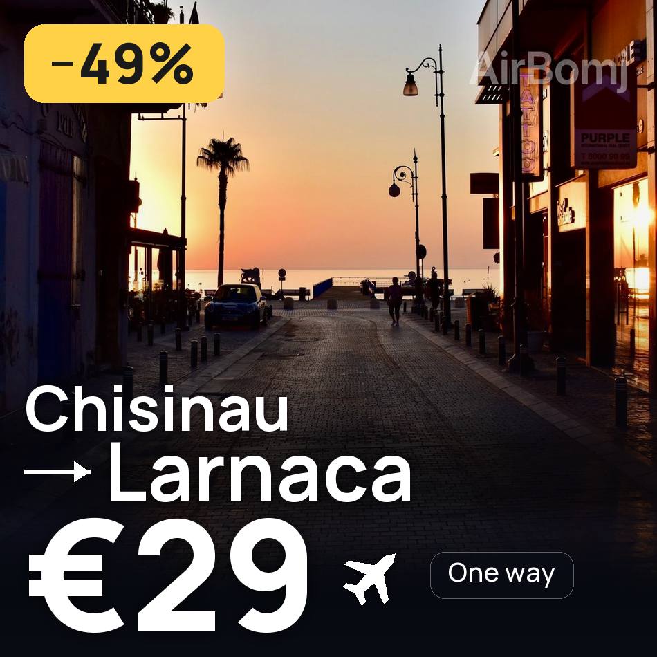 تذكرة طيران: كيشيناو — لارنكا، €29